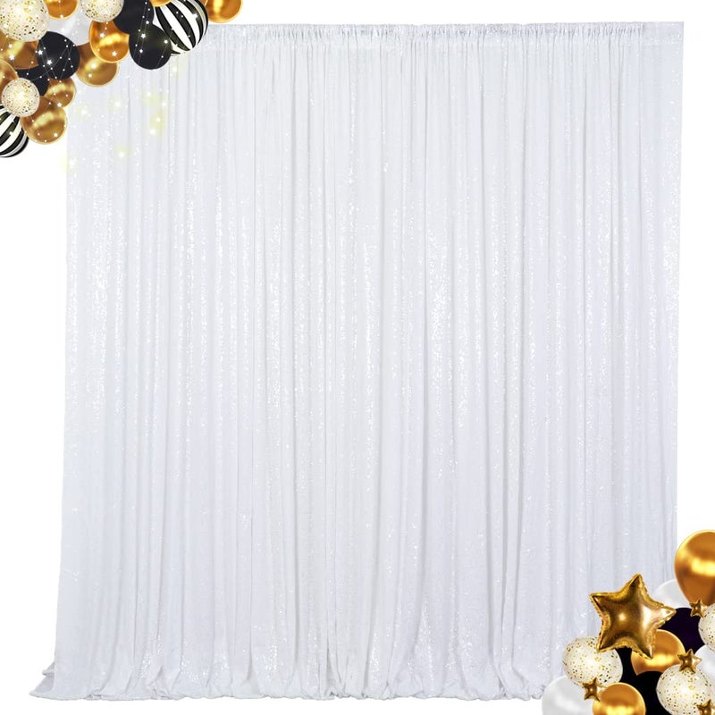 ShinyBeauty 6FTx8FT-White-SEQUIN Backdrop-Curtain-Sequin Photography Backdrop Shimmer Sequin Fabric Backdrop for Birthday Party Event Decoration - Image 1